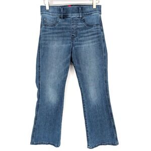 SPANX Kick Flare High Rise Jean Small Petite Indigo Stretch Slimming Denim Boho